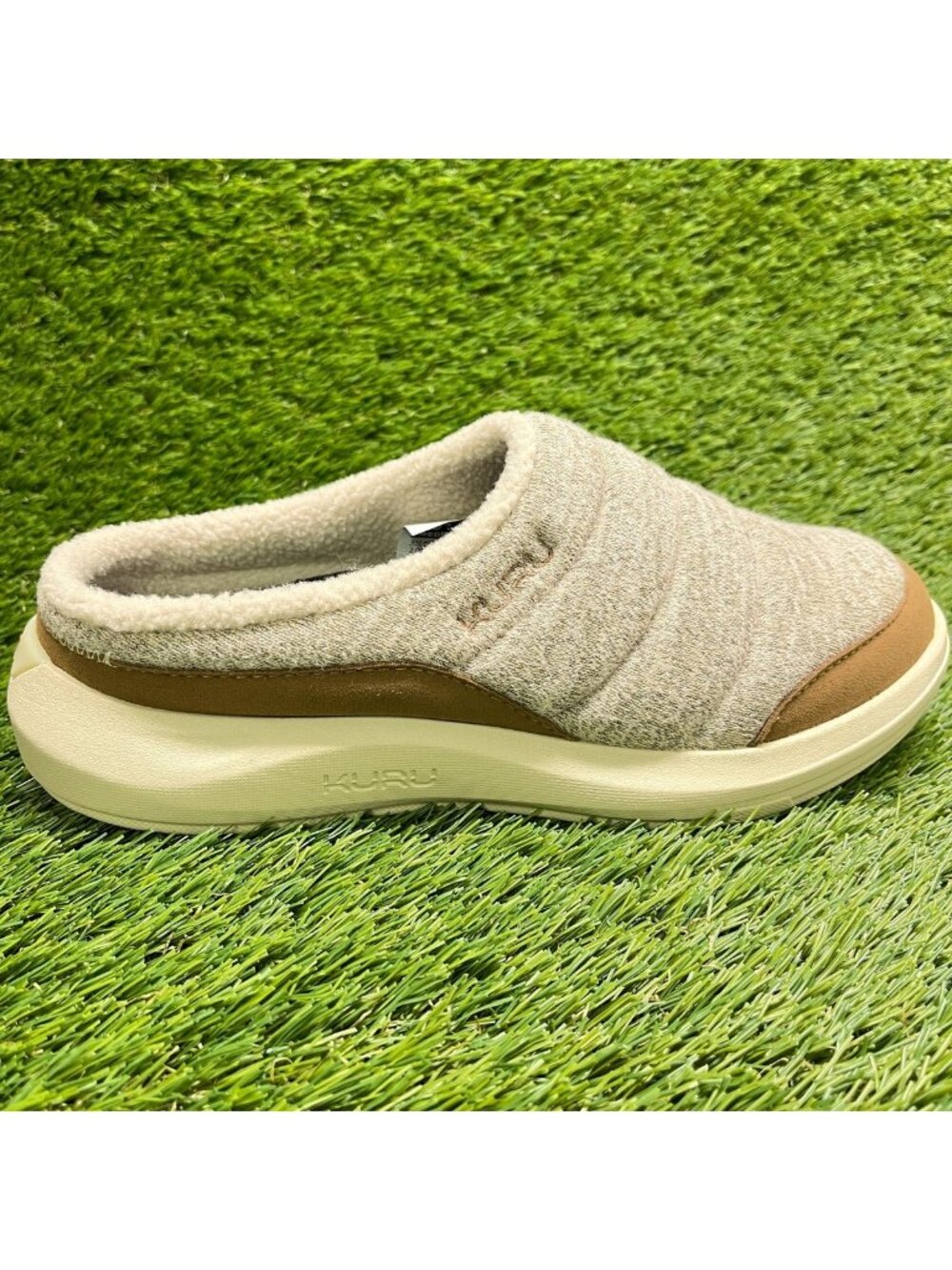 Kuru Draft 2 Womens Size 9.5 Ivory Brown Casual Comfort Slip-On Mule Slippers